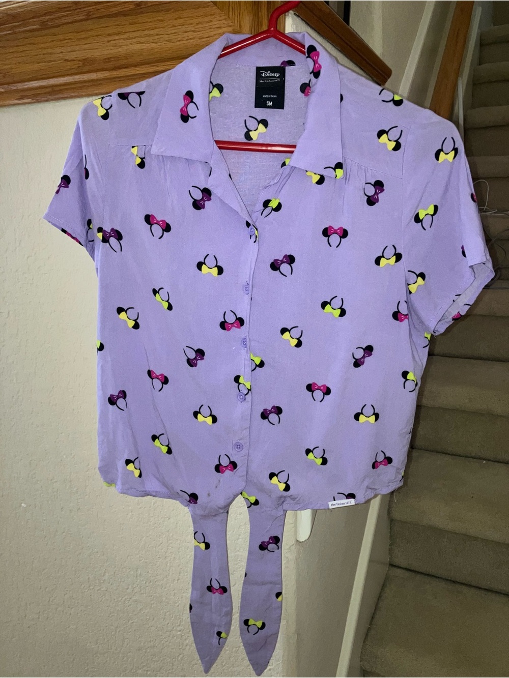 Disney Lavender Minnie Bow Tie-Front Shirt